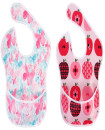 Mom Choice Waterproof Baby Bibs Set of Two Infant 6-24 Months with Pocket Washable Stain Oil and Odor Resistant
